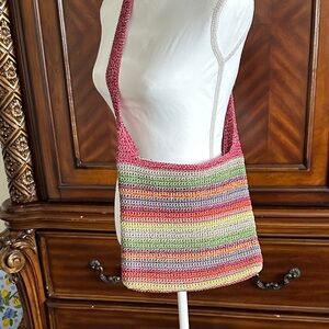 Lina Colorful Crochet Shoulder Bag 12”x 11”